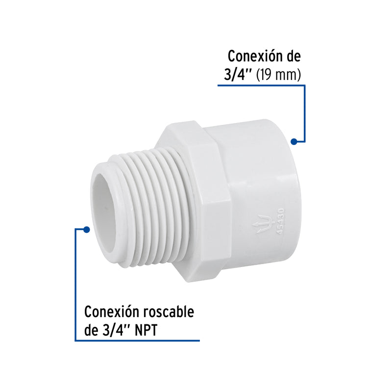 Conector Exterior PVC Hidraulico Saniflow 3/4" (19 mm)