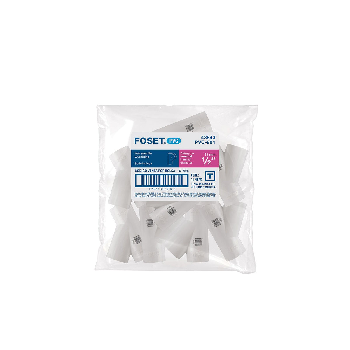 Yee PVC Hidraulico FOSET  1/2"