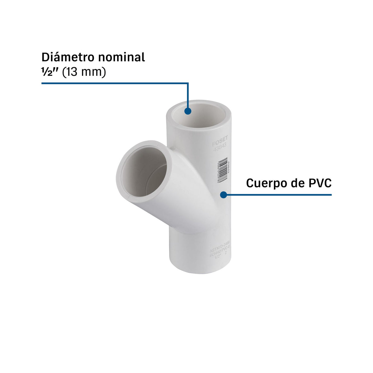 Yee PVC Hidraulico FOSET  1/2"