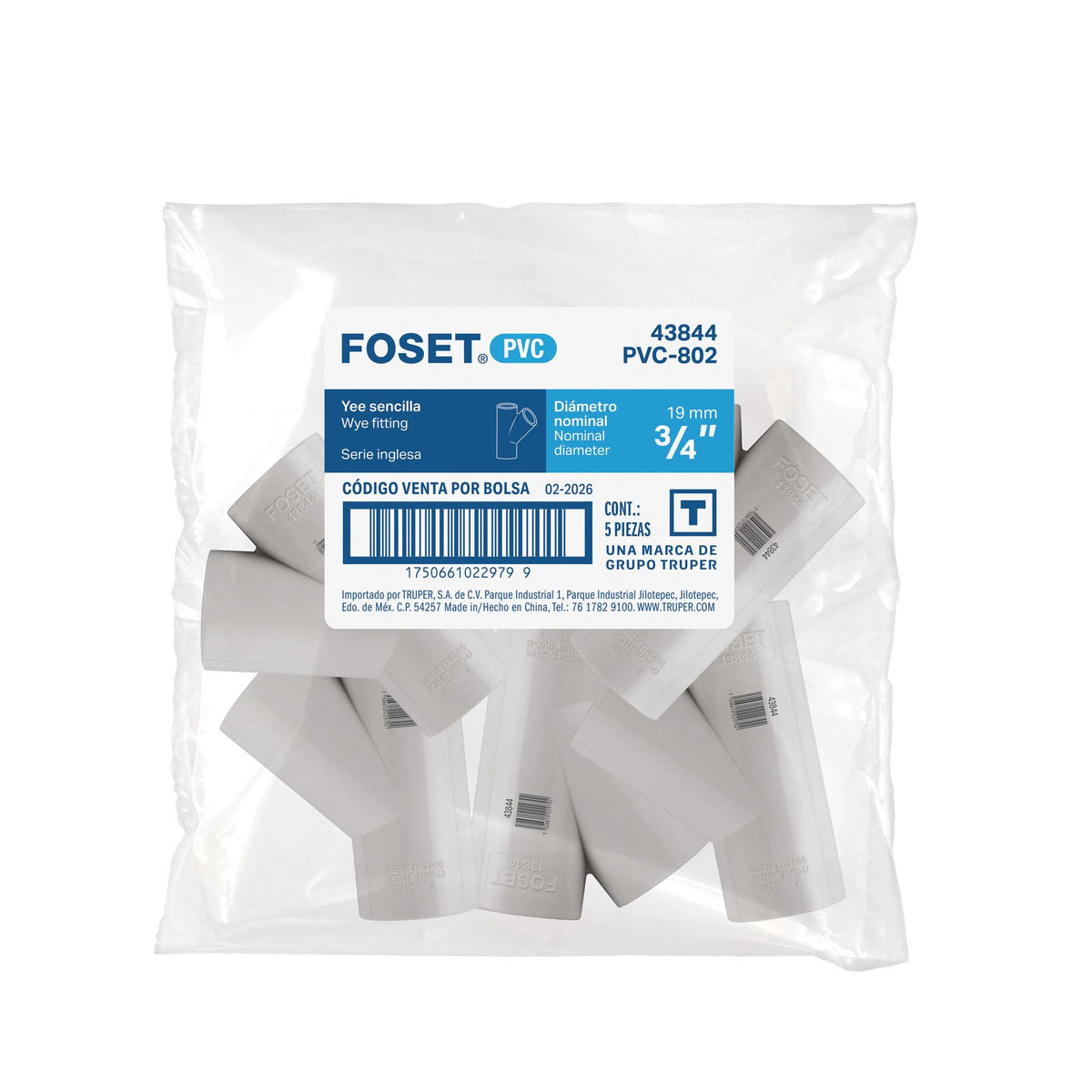 Yee PVC Hidraulico FOSET  3/4"