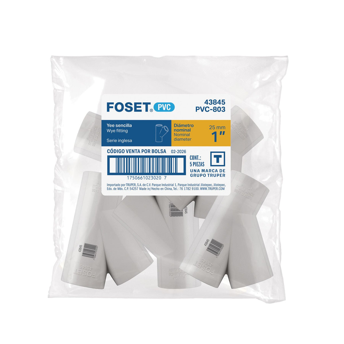 Yee PVC Hidraulico FOSET 1"