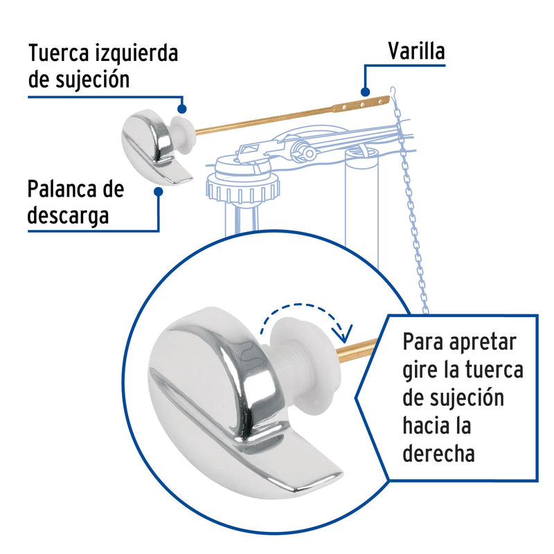 Palanca Lateral para WC Cromada Foset