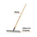 Rastrillo Recto 14 Dientes Mango 54" Truper