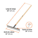Rastrillo Recto 14 Dientes Mango 54" Truper