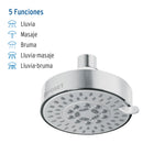 Regadera Cromo 4" con 5 Funciones sin Brazo Foset Element