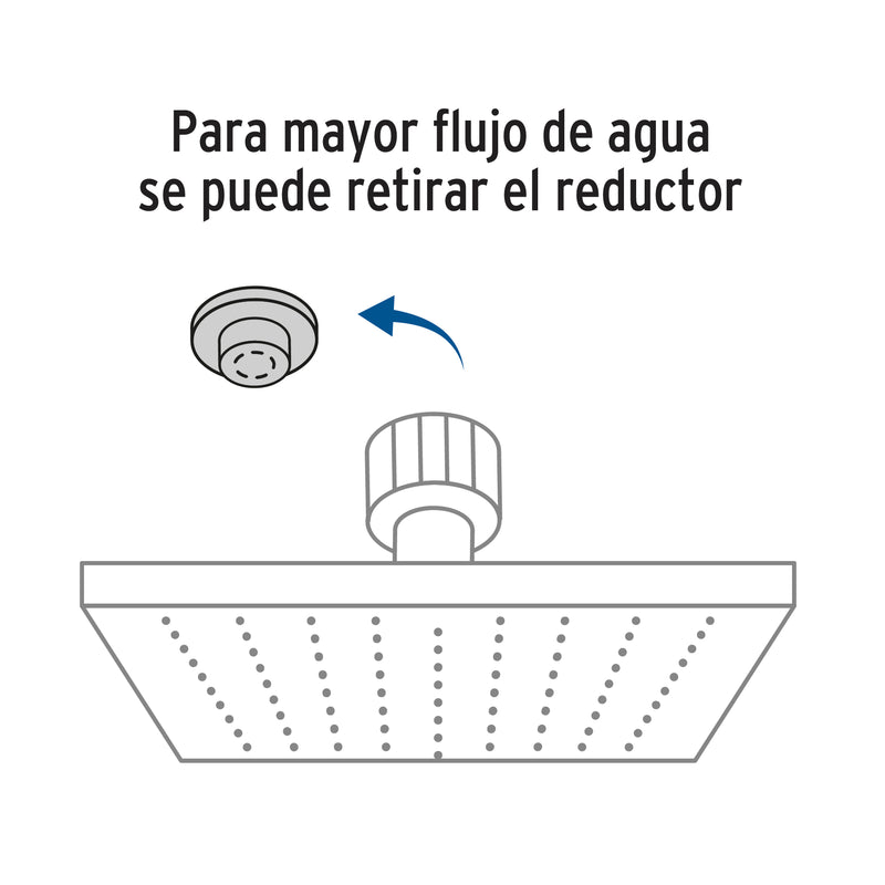 Regadera Cuadrada 10" Acabado Cromo Foset Riviera