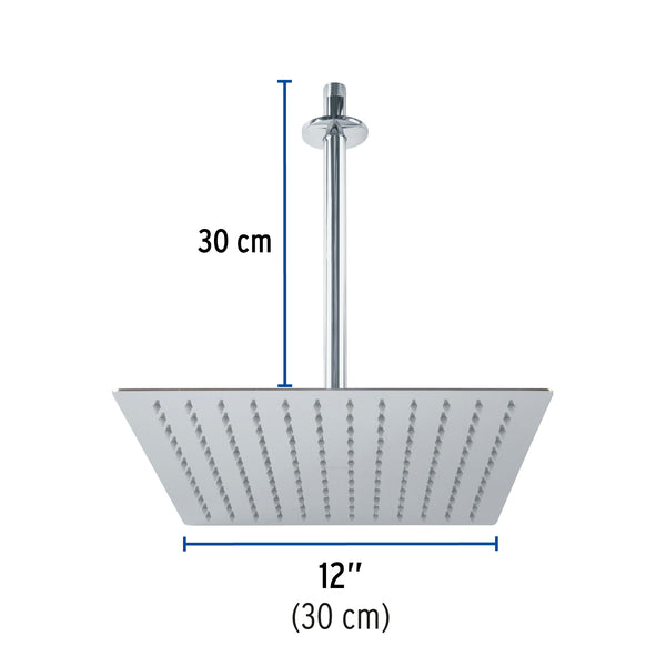 Regadera Cuadrada 12" con Brazo y Chapeton Foset Riviera Cromo