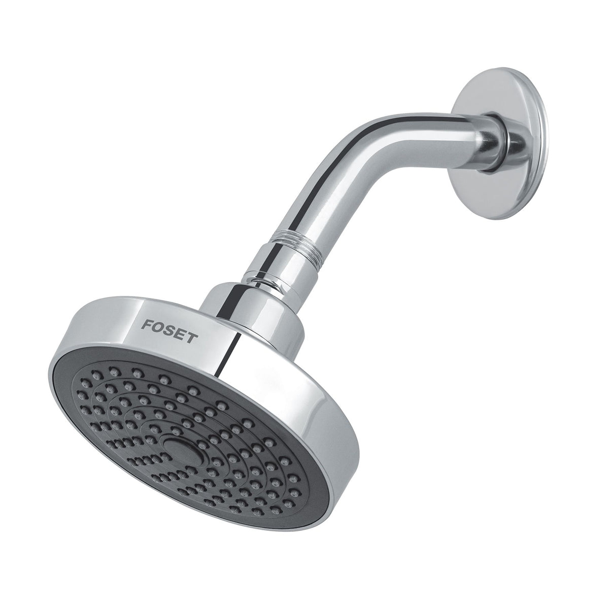 Regadera Redonda 4"1/4 de ABS Brazo y Chapeton de Acero Foset Basic Cromo