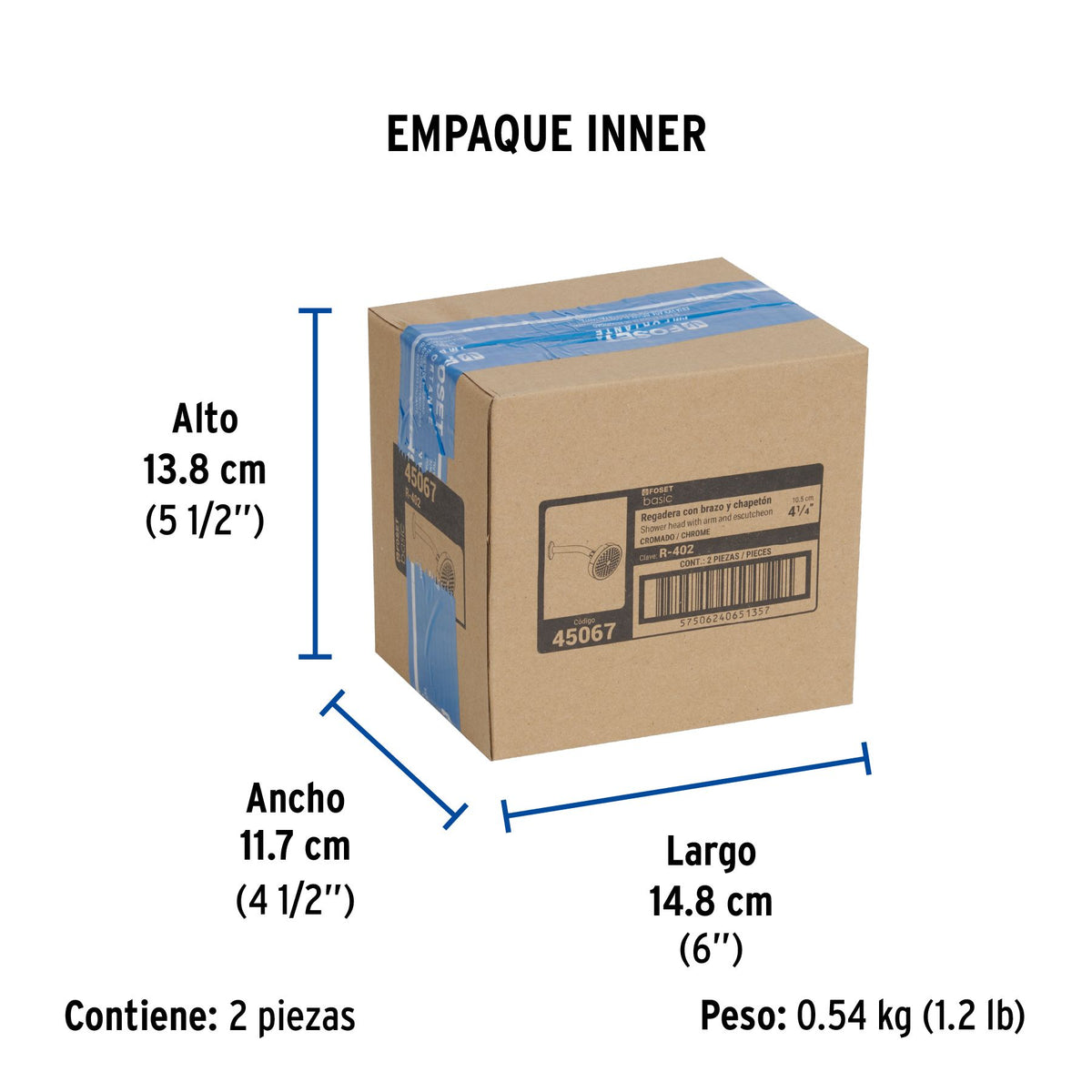 Regadera Redonda 4"1/4 de ABS Brazo y Chapeton de Acero Foset Basic Cromo