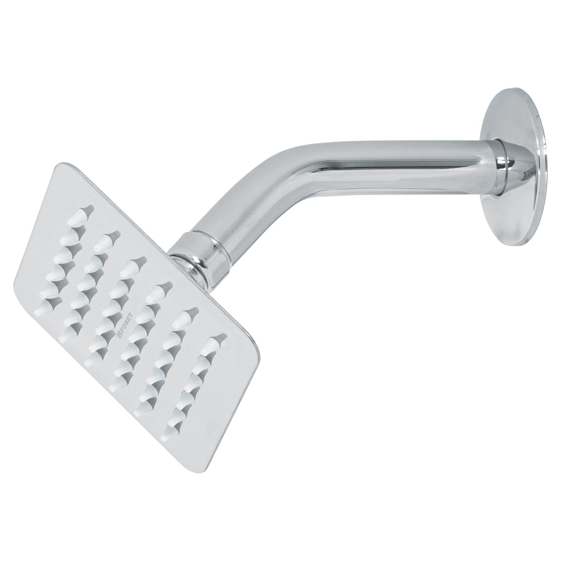 Regadera Cuadrada  4" con Brazo Acero Inoxidable FOSET TUBIG Acabado Cromo
