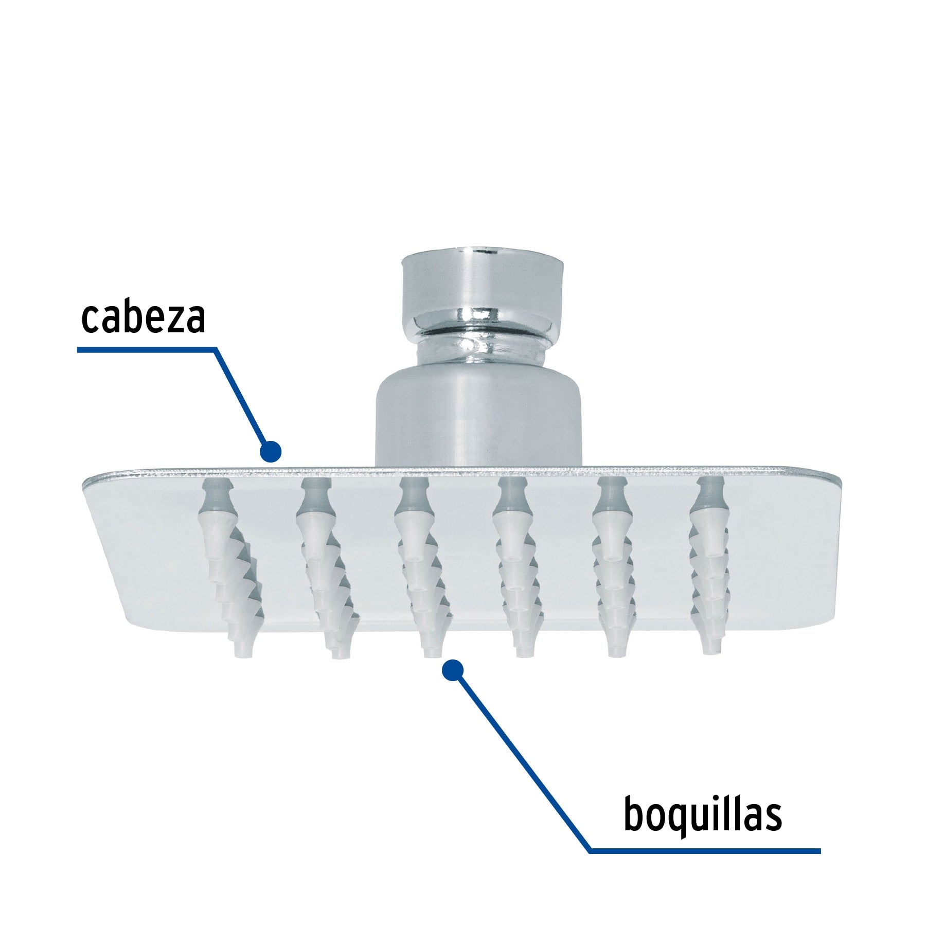 Regadera Cuadrada  4" Acero Inoxidable FOSET TUBIG Acabado Cromo