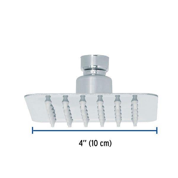 Regadera Cuadrada  4" Acero Inoxidable Foset Tubig Cromo