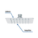 Regadera Cuadrada  6" Acero Inoxidable Foset Tubig Cromo