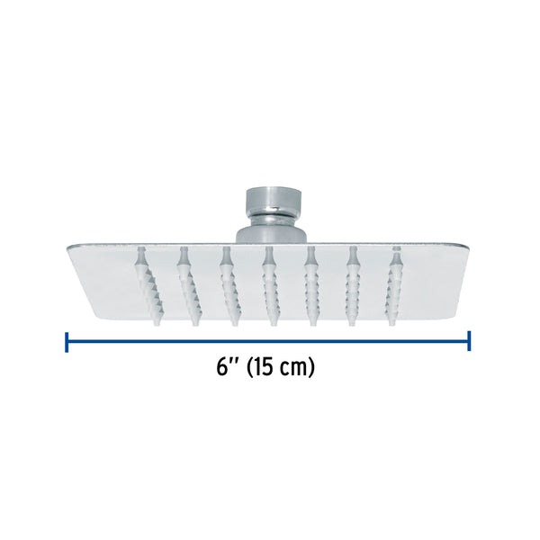 Regadera Cuadrada  6" Acero Inoxidable Foset Tubig Cromo