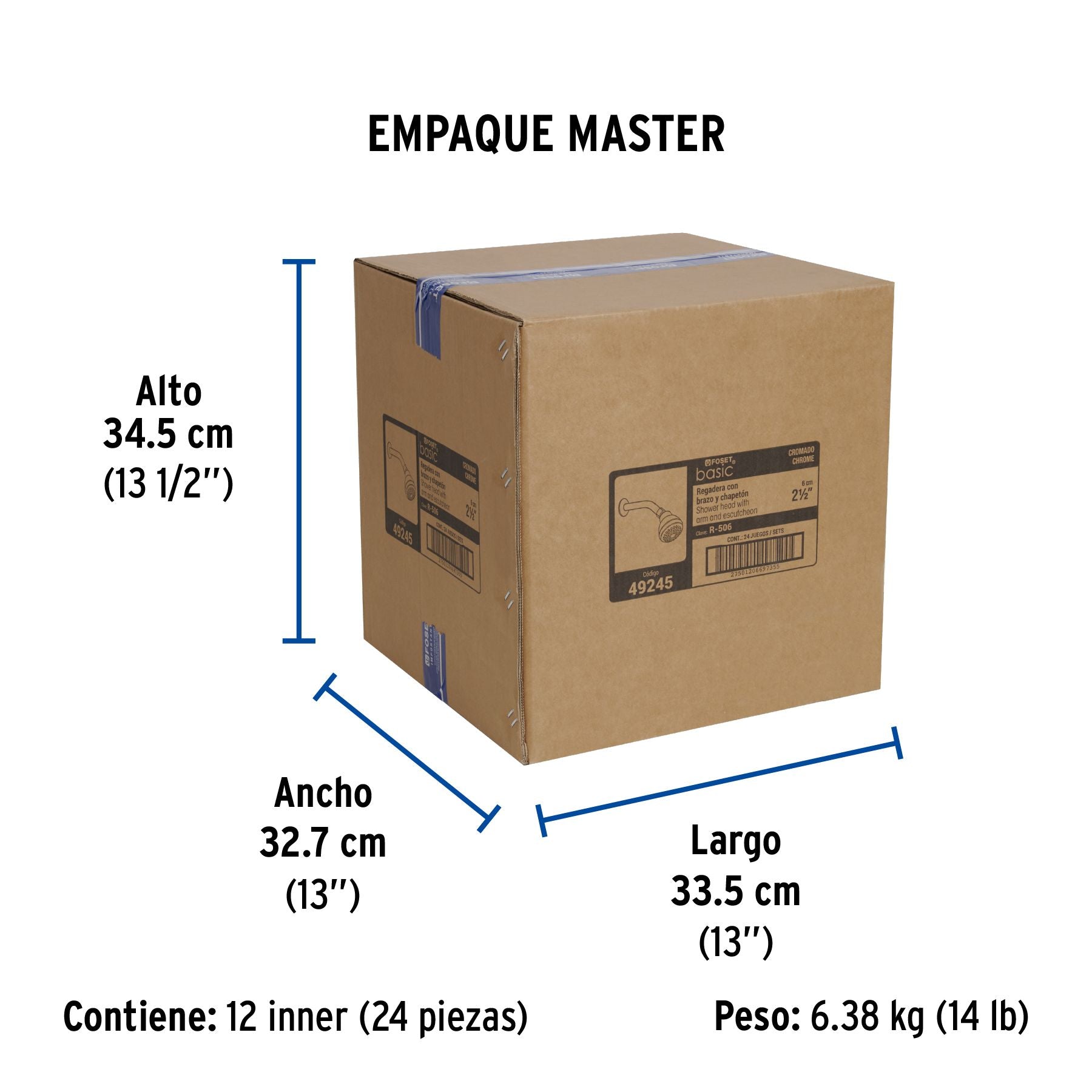 Regadera Redonda 2"1/2 Brazo y Chapeton Foset Basic
