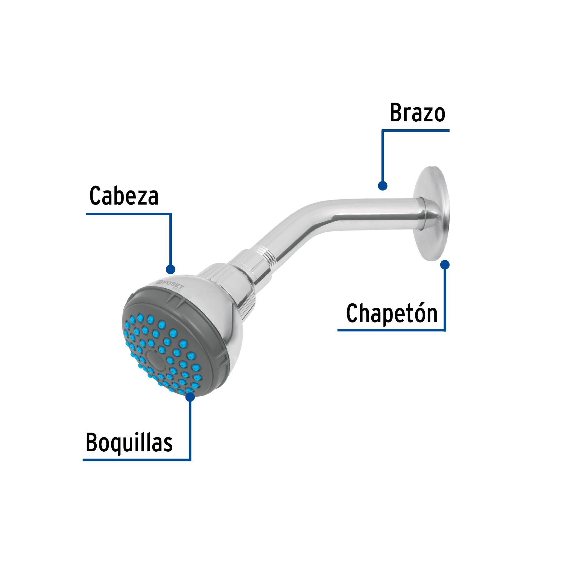 Regadera Redonda 2"1/2 Brazo y Chapeton Foset Basic
