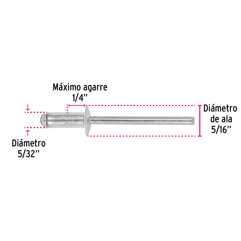 Remache 54 Diametro 4 mm - 5/32" Largo 1/4'' Fiero