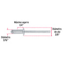 Remache 64 de 3/16" X 1/4'' Fiero Bolsa con 50 Piezas