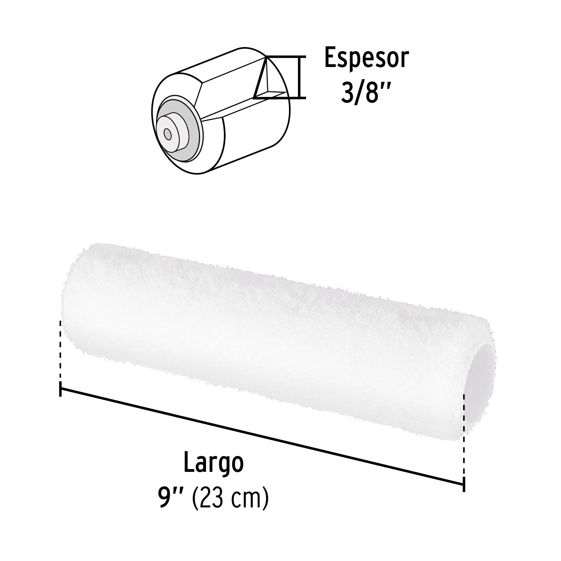 Felpa para Rodillo 9" x 3/8" Pretul Superficies Lisas