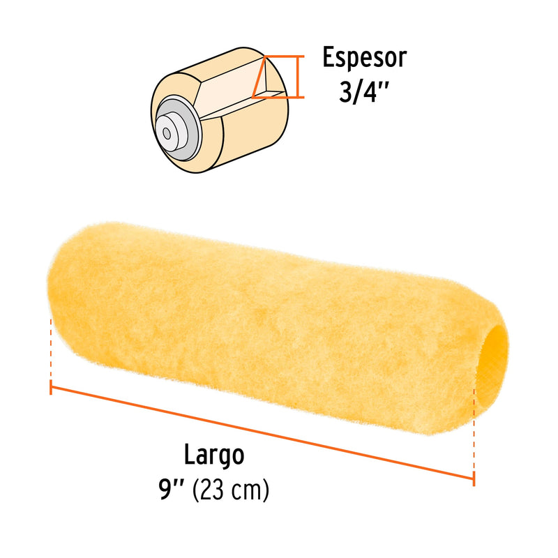 Felpa para Rodillo 9" x 3/4" Truper Superficies Rugosas