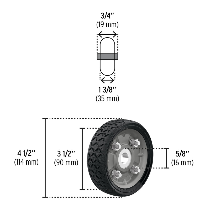 Rueda para Diablo Un Balero 4"1/2 Pretul