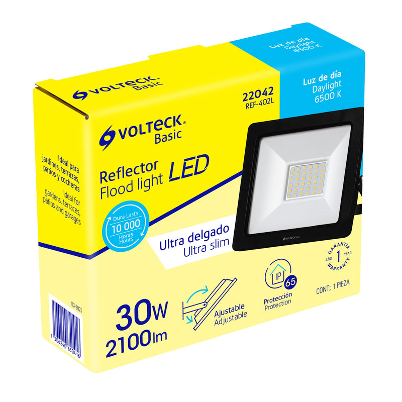 Reflector LED Ultra Delgado Volteck Luz Blanca  30 Watts