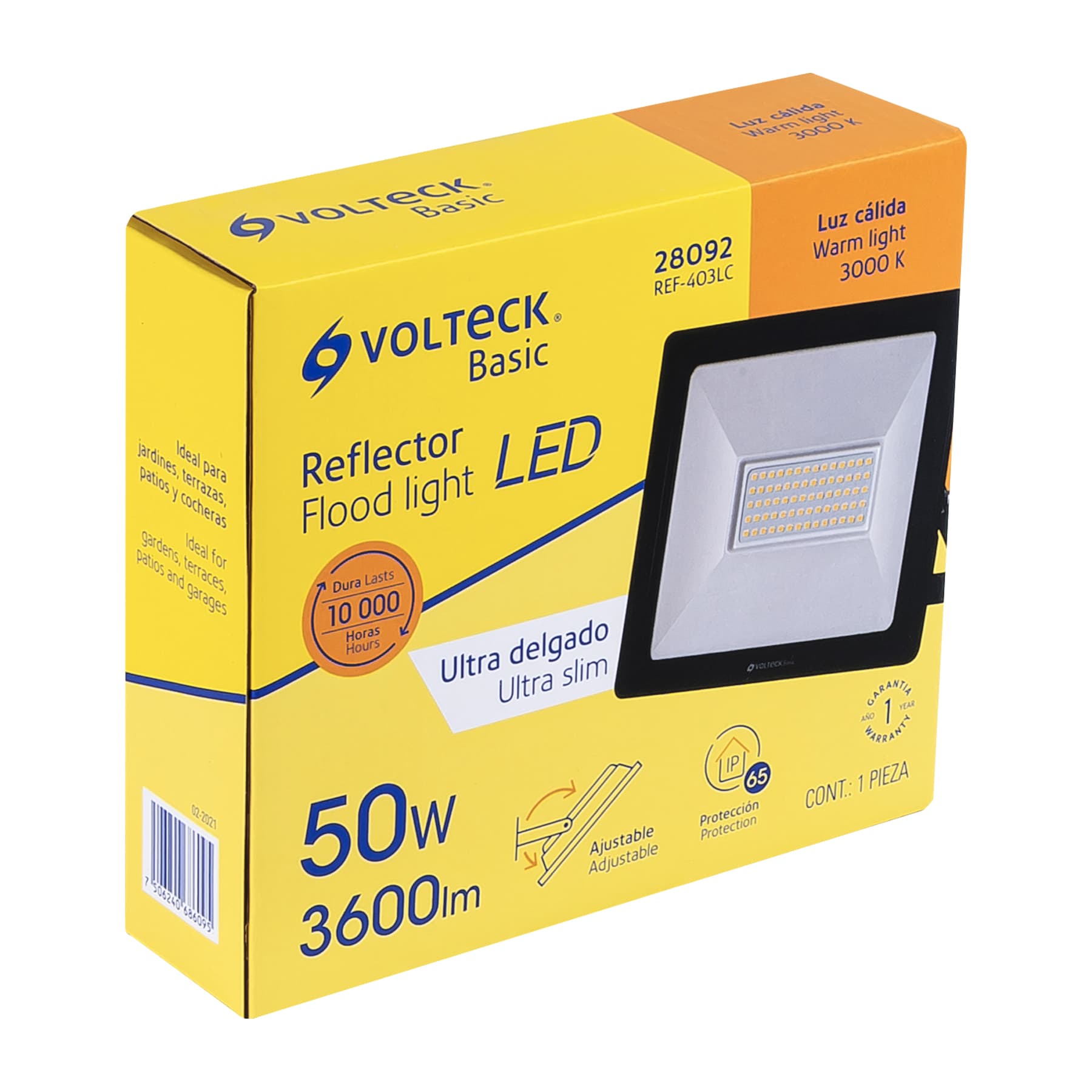 Reflector LED Ultra Delgado Volteck Luz Calida  50 Watts