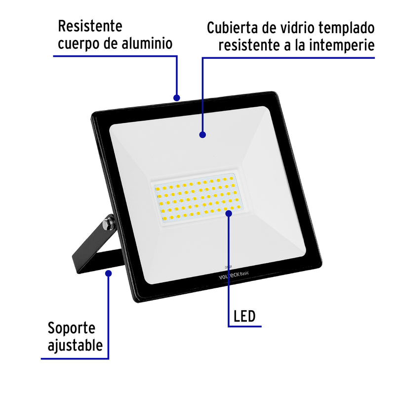 Reflector LED Ultra Delgado Volteck Luz Blanca  50 Watts