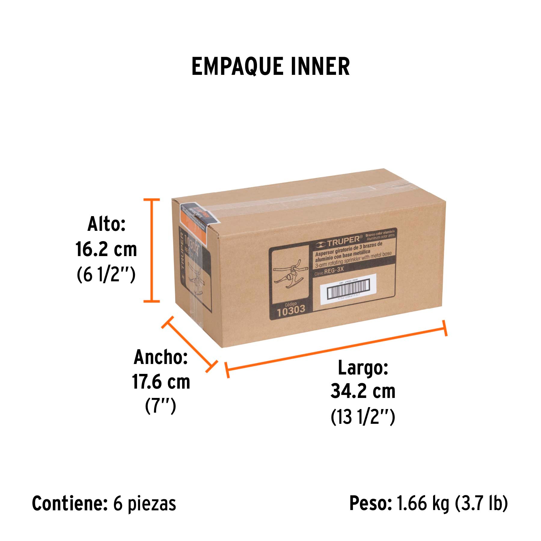Aspersor Base Metalica 3 Brazos de Aluminio Truper