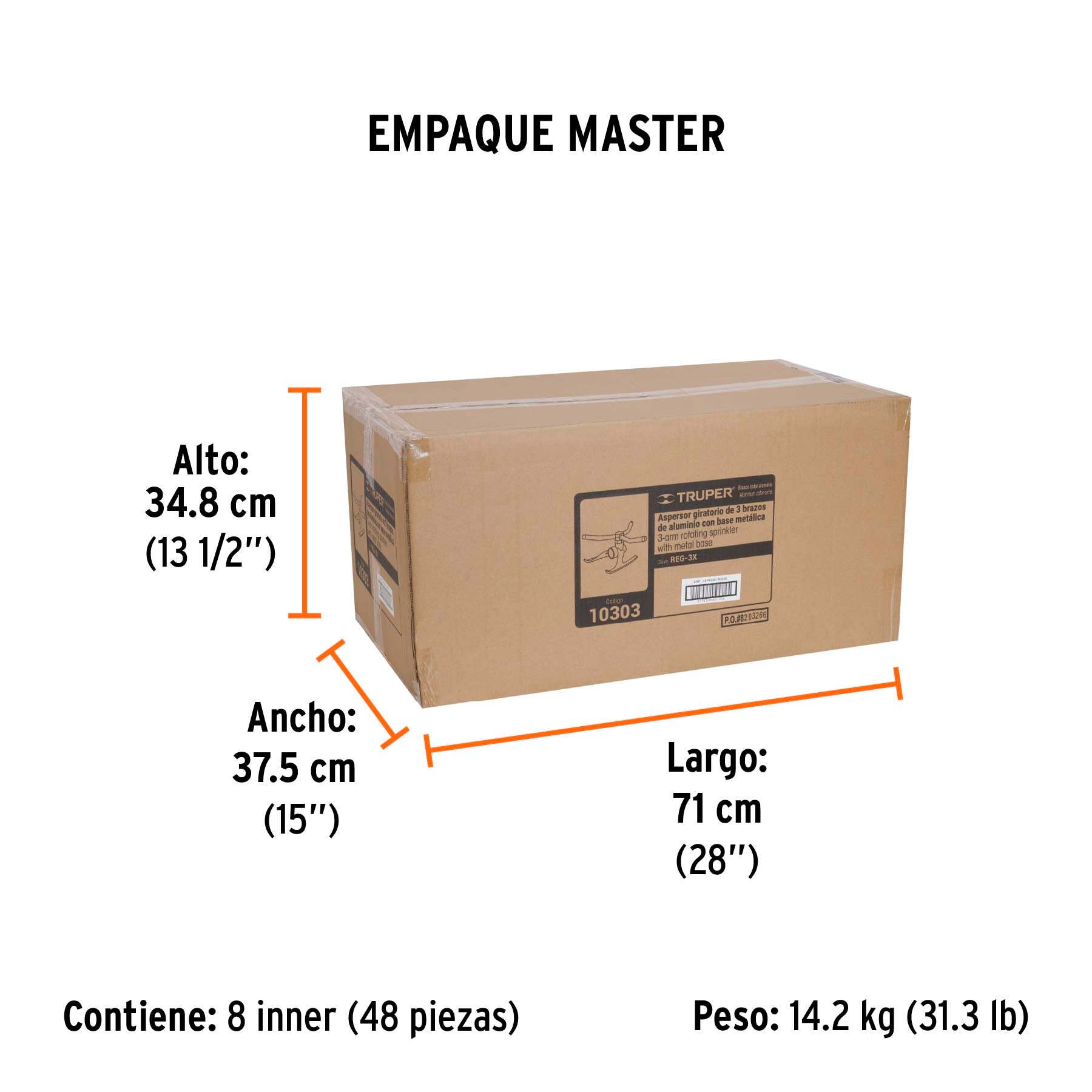 Aspersor Base Metalica 3 Brazos de Aluminio Truper