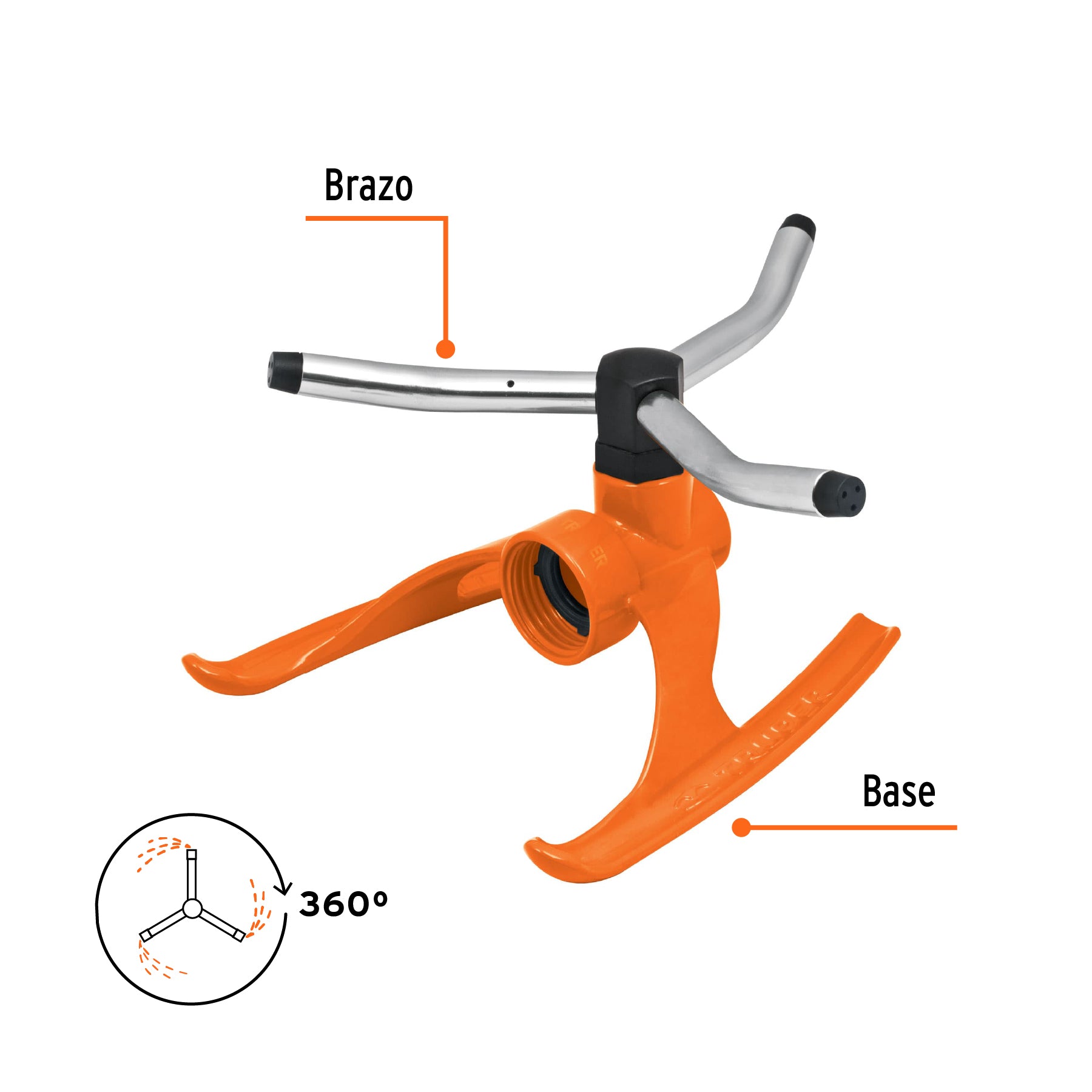 Aspersor Base Metalica 3 Brazos de Aluminio Truper