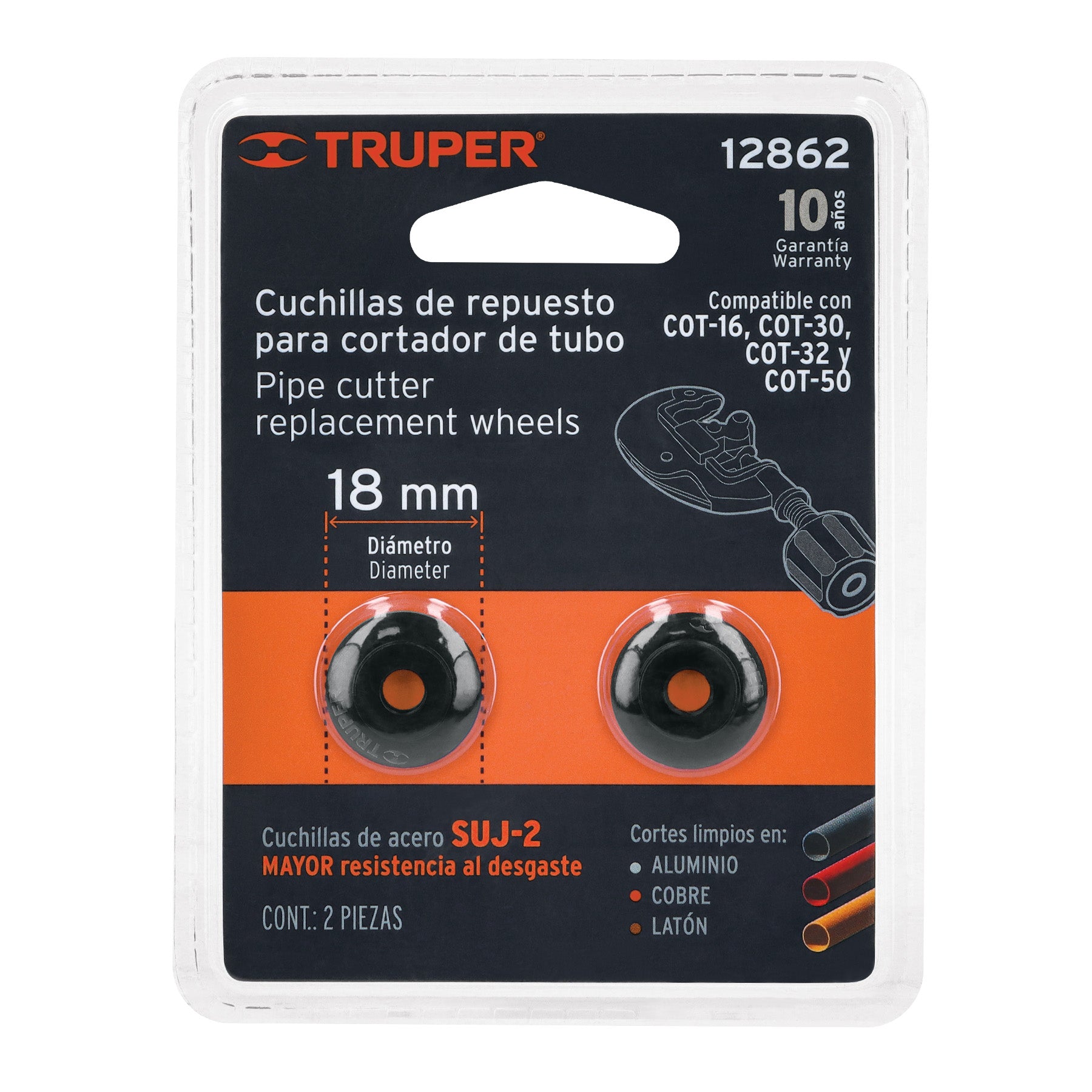 Blister con 2 Cuchillas de Repuesto para Cortadores de Tubo Truper