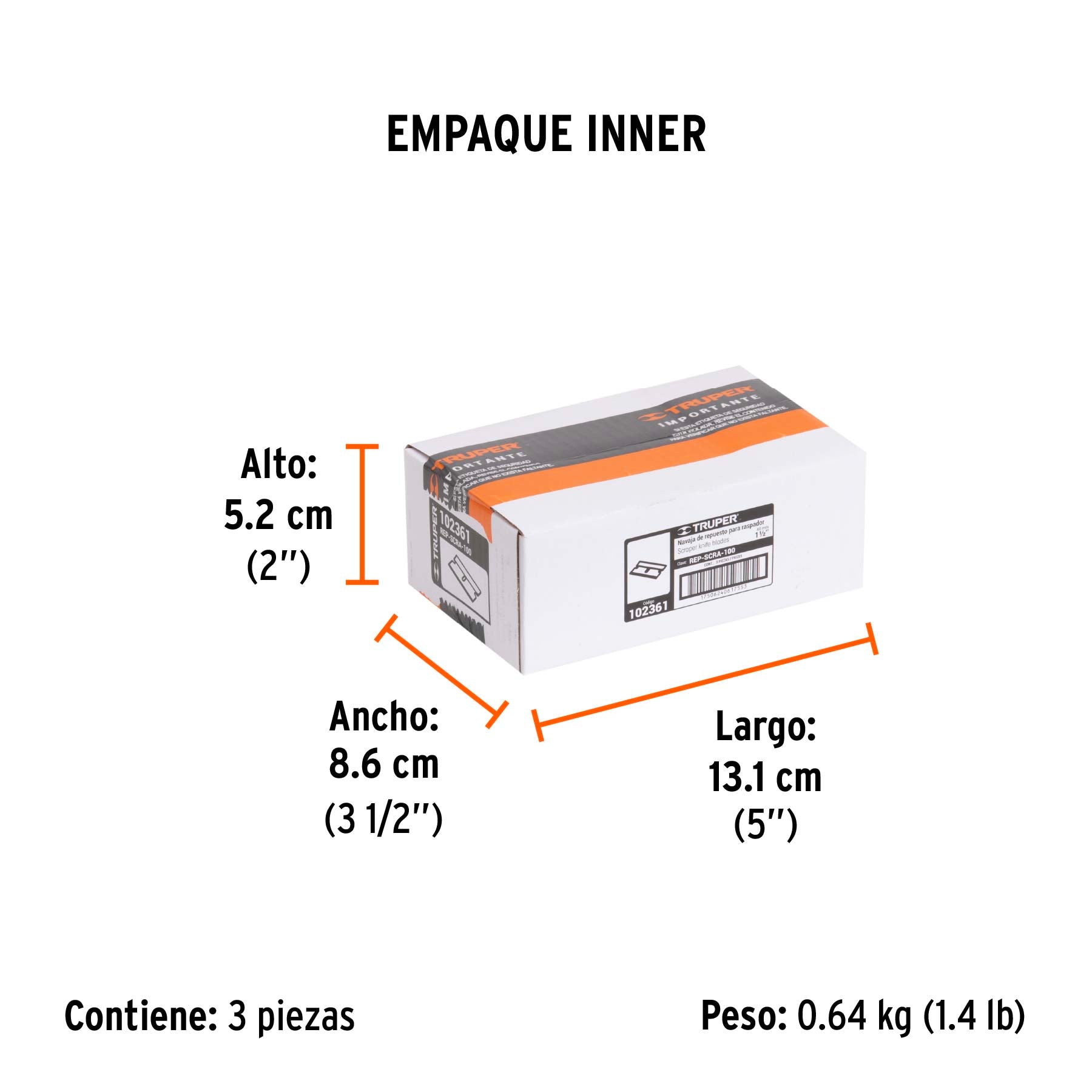 Navaja de 1 Filo para Raspador Truper Caja 100 Piezas