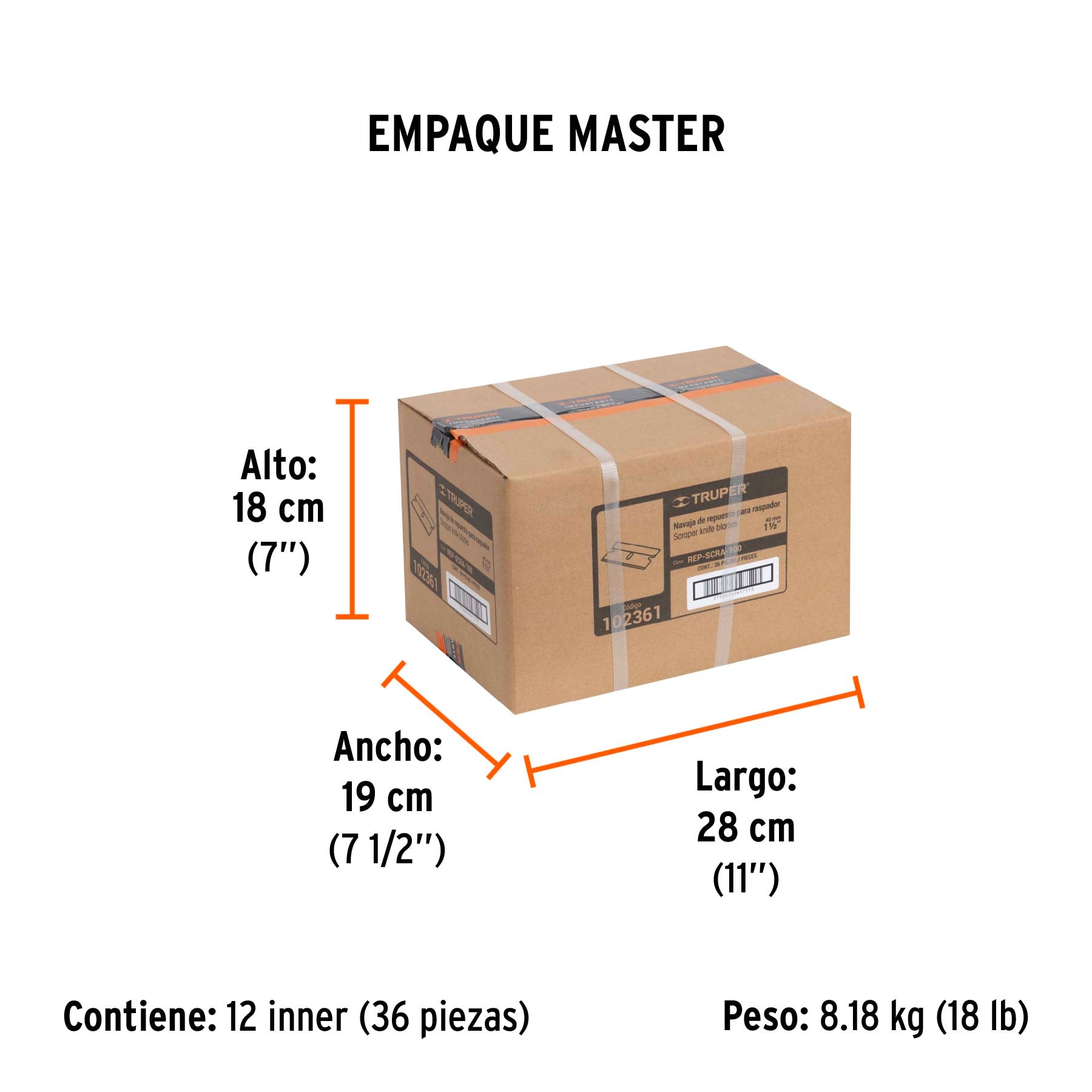 Navaja de 1 Filo para Raspador Truper Caja 100 Piezas