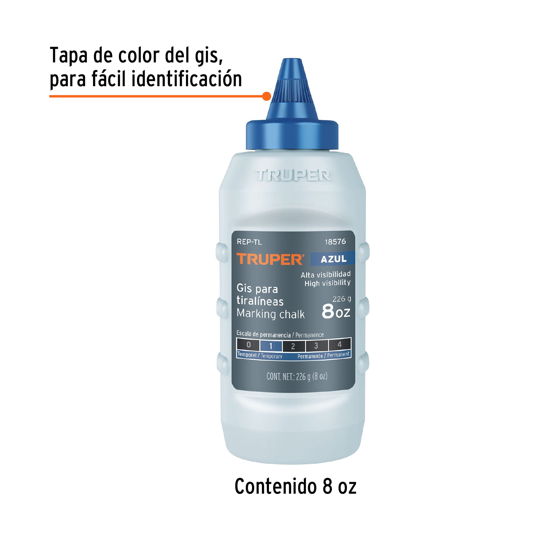 Gis para Tiralíneas Alta Visibilidad 8 oz Truper Azul
