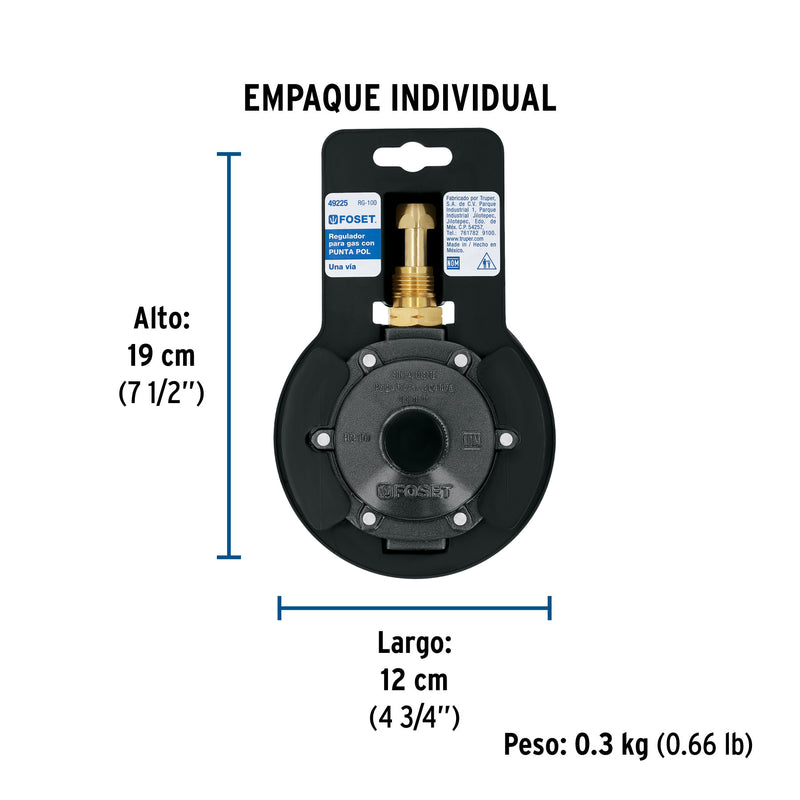 Regulador para Gas 1 Via Foset