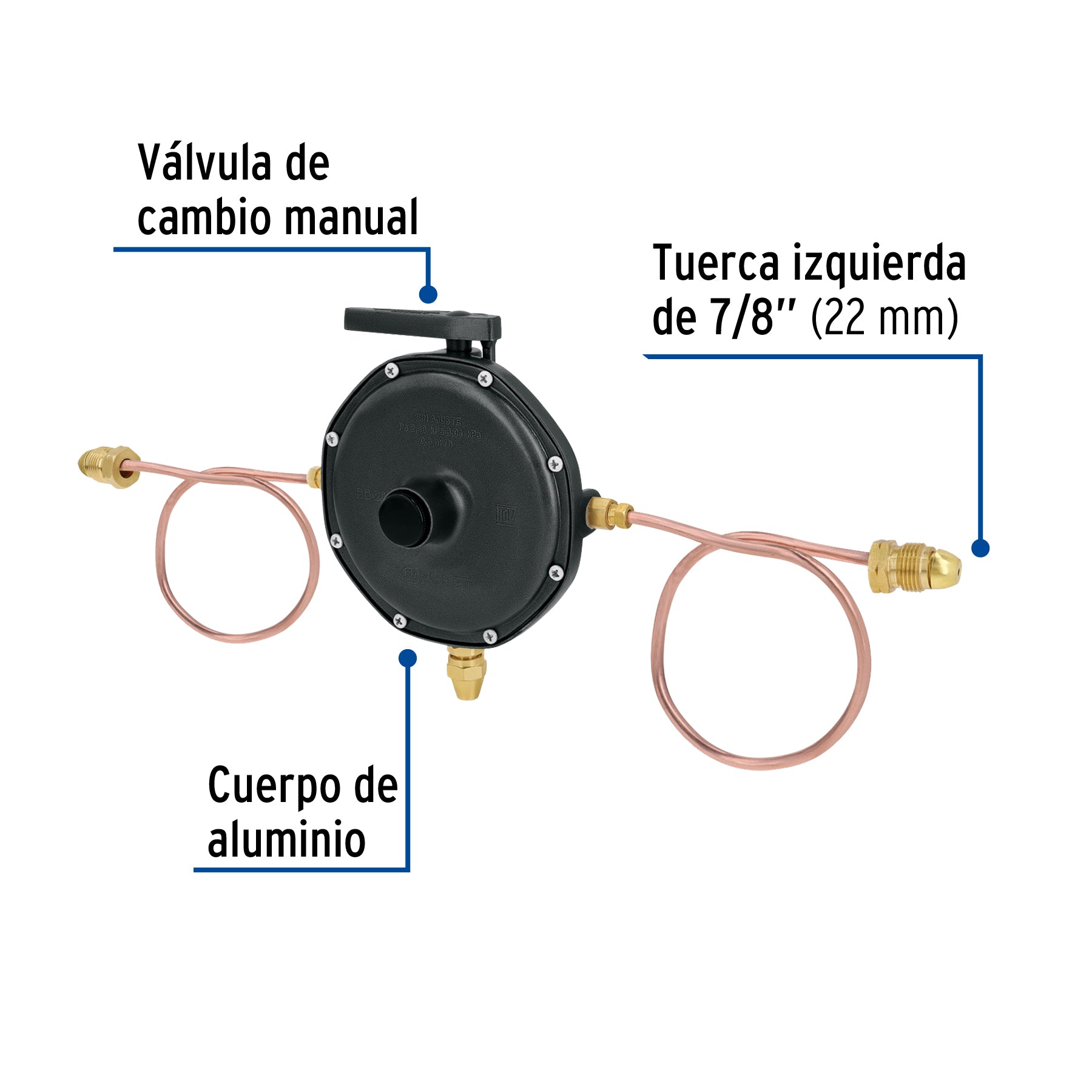 Regulador para Gas 2 Vias Foset