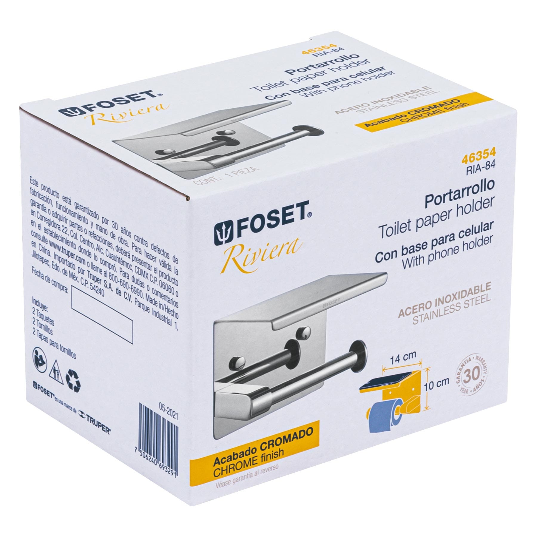 Portarrollo con Soporte para Celular Foset Riviera Cromo