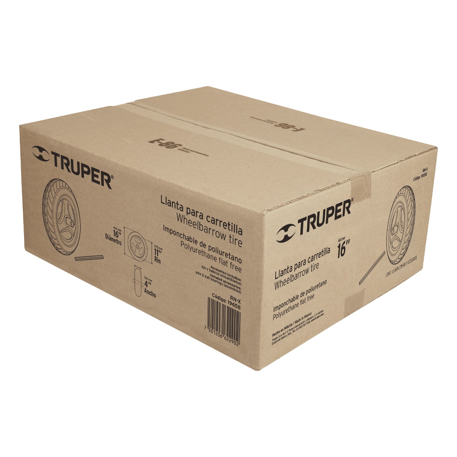 Llanta Completa Imponchable 16" para Carretilla Truper