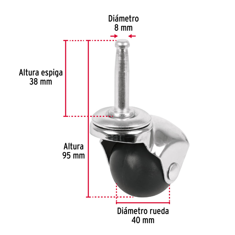 Rodaja Esferica con Espiga 40 mm (1"1/2) Fiero