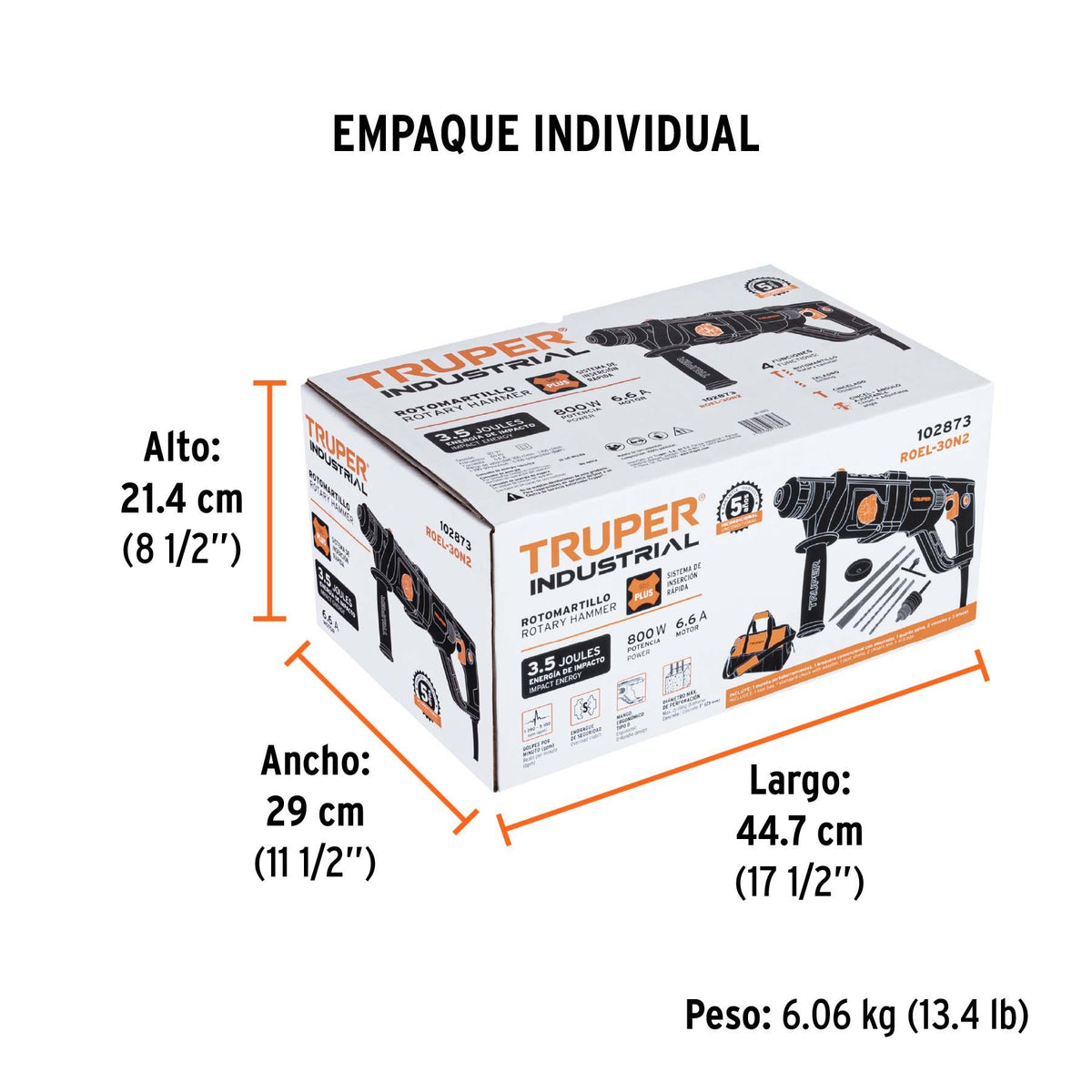 Rotomartillo SDS Plus 3.5 Joules Mango Tipo "D" TRUPER INDUSTRIAL