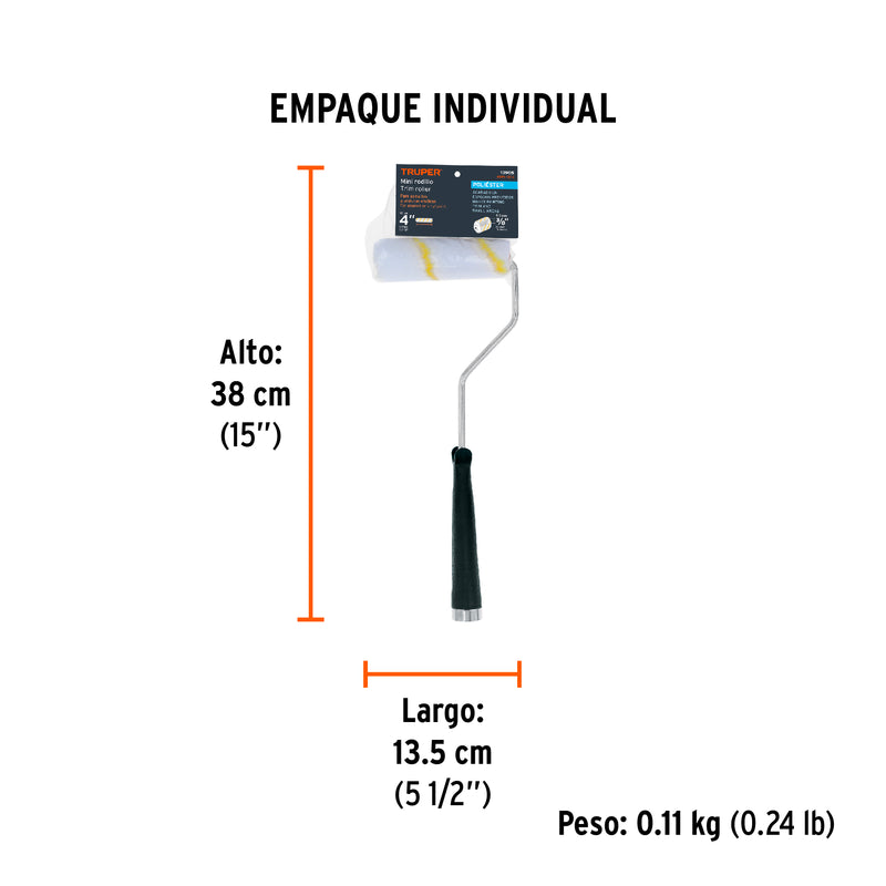 Mini Rodillo para Pintar 4" x 3/8" de Poliester Truper