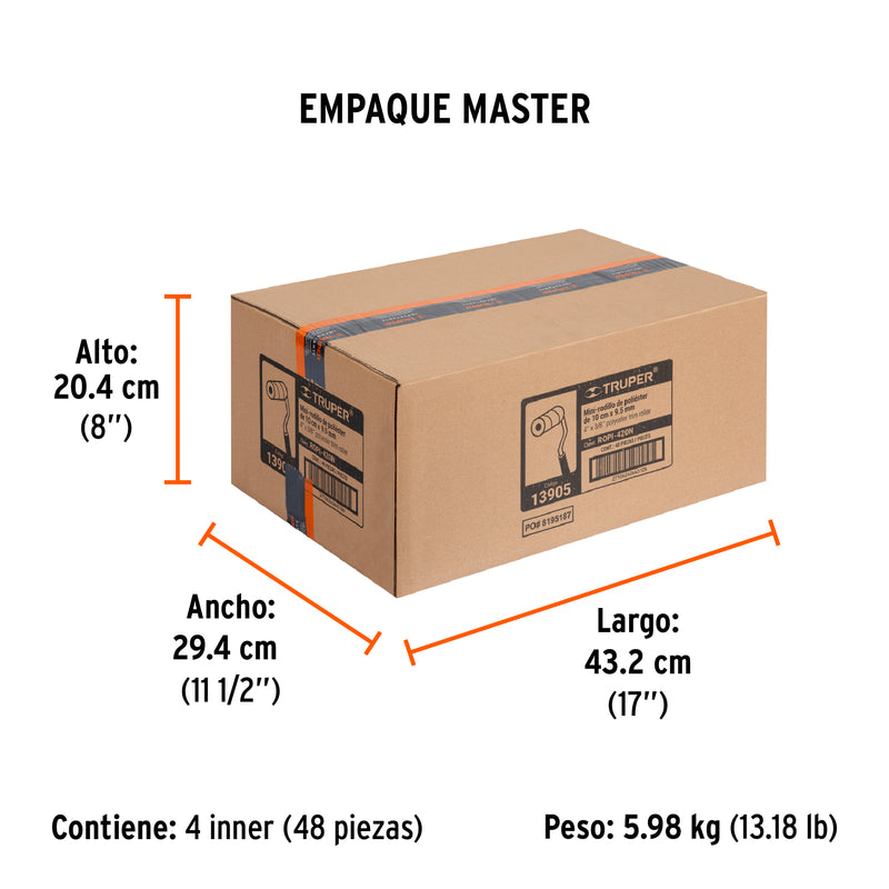 Mini Rodillo para Pintar 4" x 3/8" de Poliester Truper