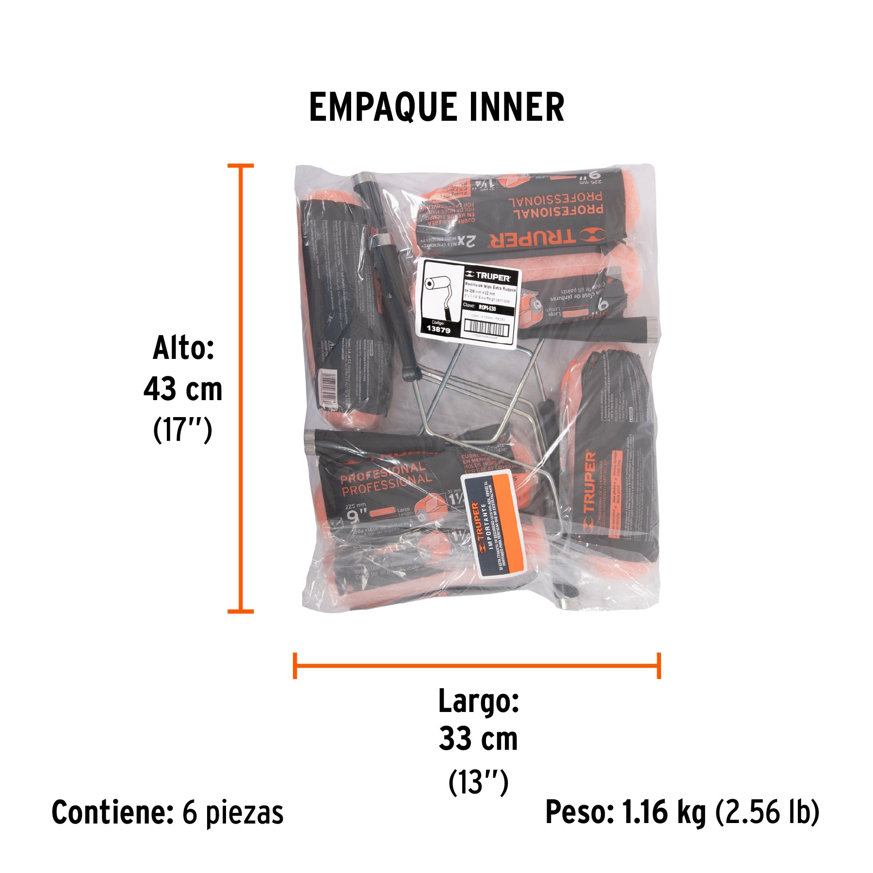 Rodillo para Pintar 9" x 1"1/4 Superficies Extra Rugosas Truper