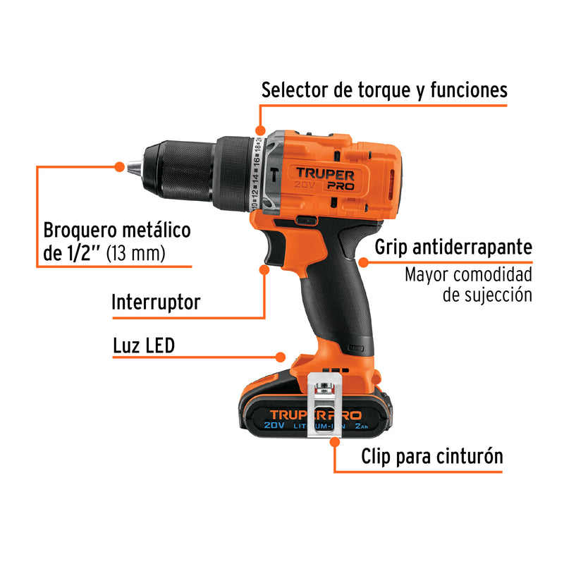 Rotomartillo Inalambrico 20 Volts Broquero de 1/2"  Truper PRO