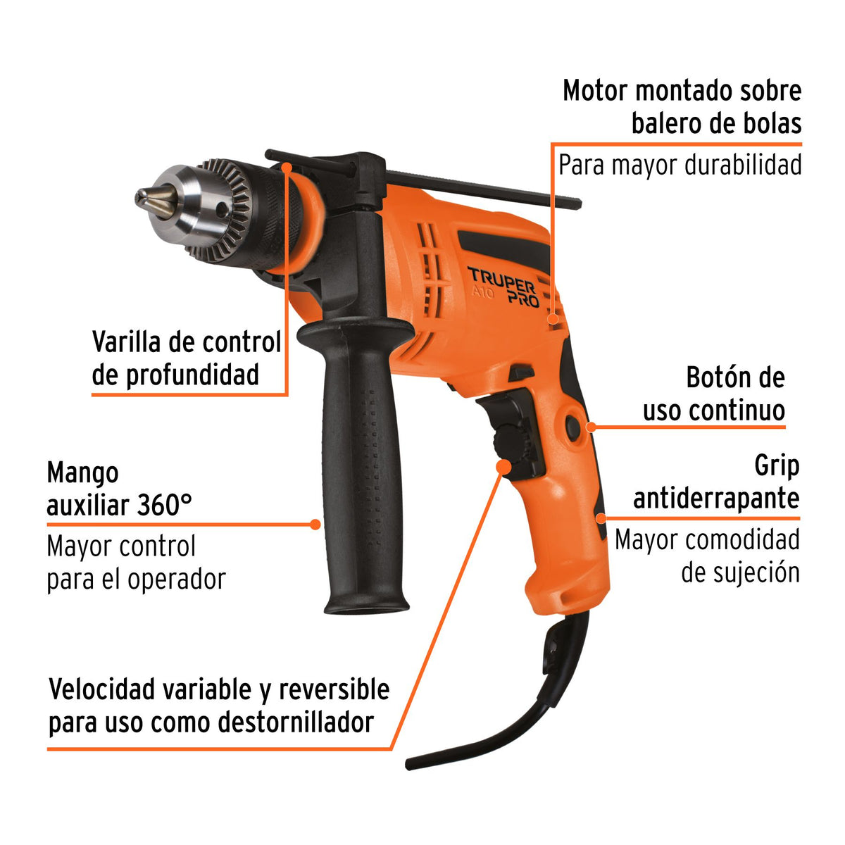 Rotomartillo  600 Watts 1/2" TRUPER PRO