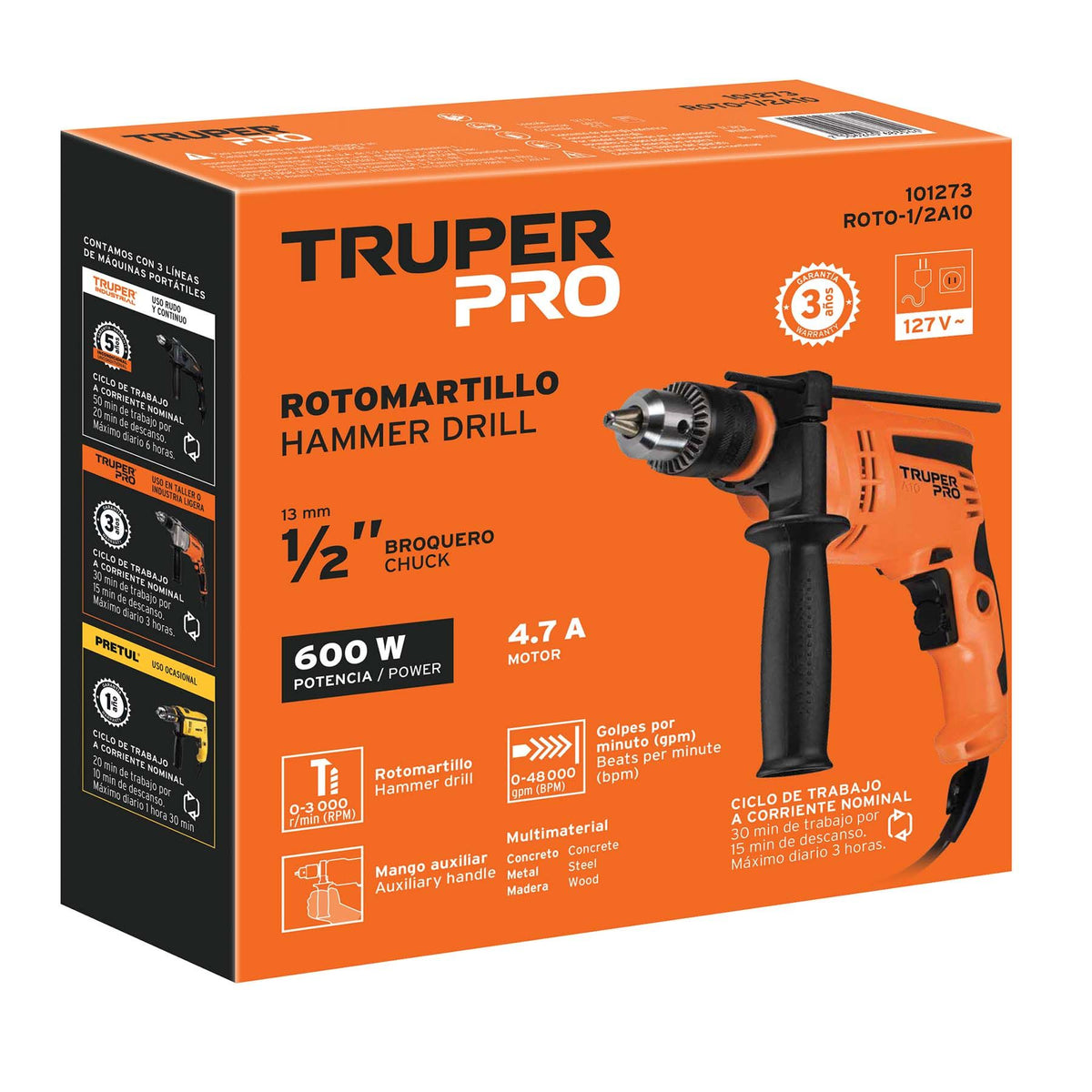 Rotomartillo  600 Watts 1/2" TRUPER PRO