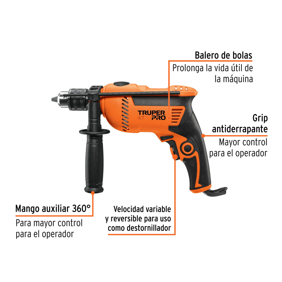 Rotomartillo  650 Watts 1/2" TRUPER PRO