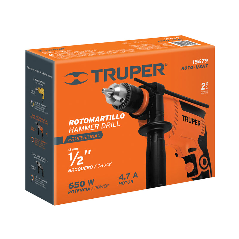 Rotomartillo  650 Watts Broquero de 1/2" Truper PRO