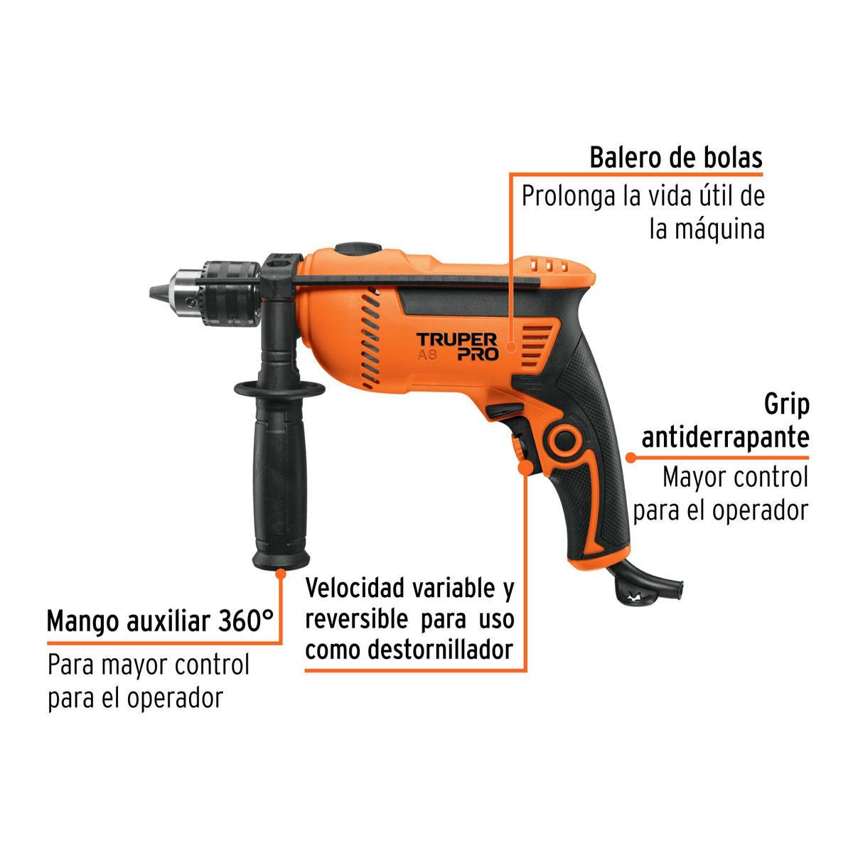 Rotomartillo  750 Watts 1/2" TRUPER PRO